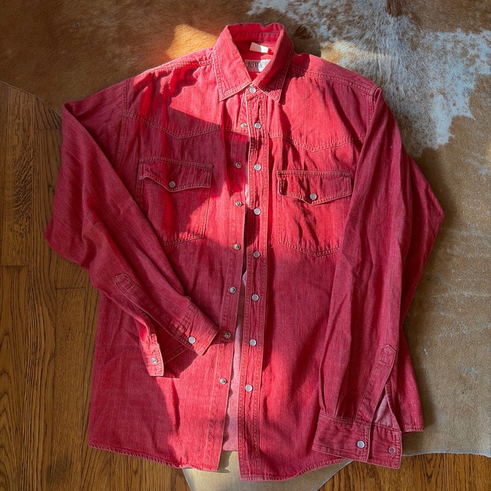 Men's Red Button-Up Western Shirt